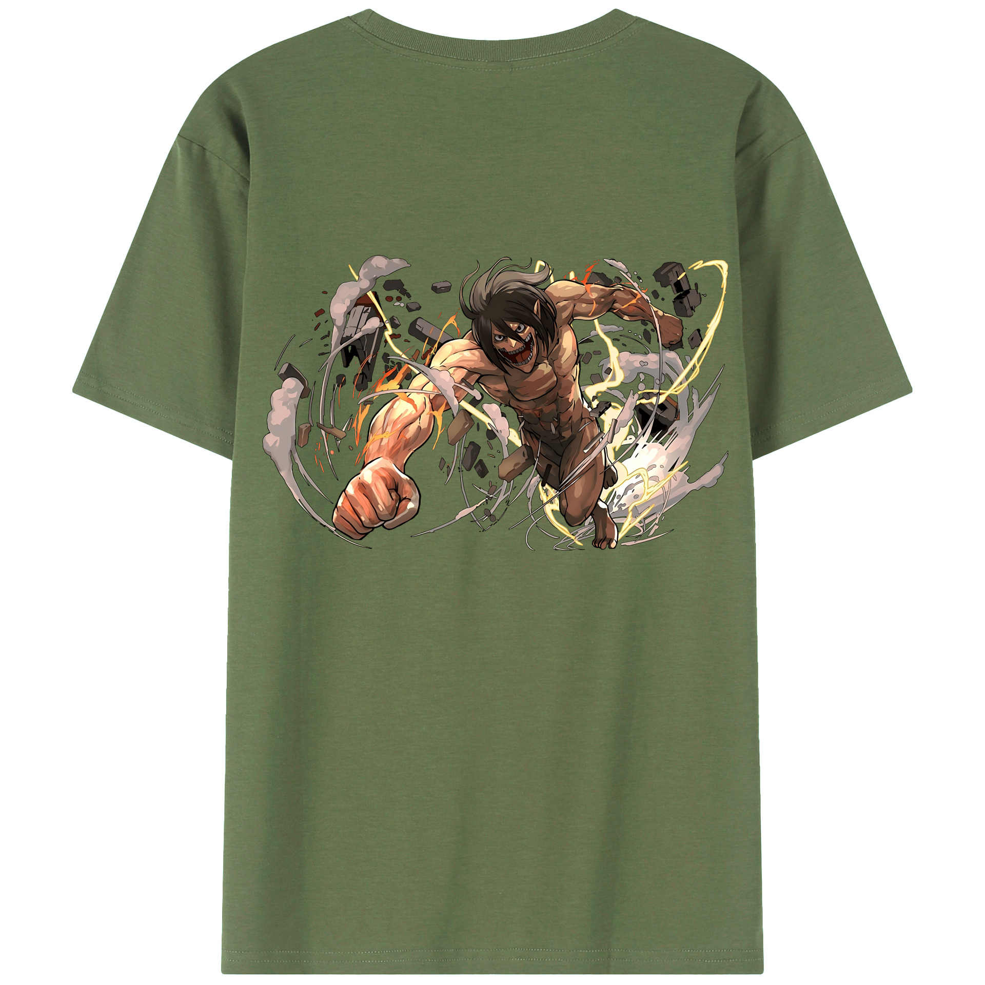 （画像用） 進撃の巨人 Attack on Titan 綿100％ メンズ半袖Tシャツ（バックプリント） 通気性